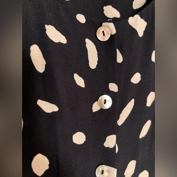 Aritzia Wilfred Navy White Dots High Waisted A-line Shift Day mini dress S - Picture 8 of 8